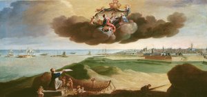 La ciudad de Dunkerque presentando el plan para su renovación a Luis XV (1710-74) 1758 de Charles Carlier